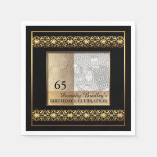 65th Birthday Celebration Photo Paper Napkins