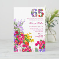 65th Birthday Colourful Floral 65 Garden Party