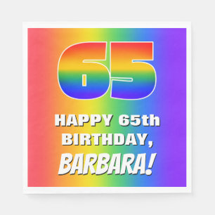 65th Birthday: Colourful, Fun Rainbow Pattern # 65 Napkin