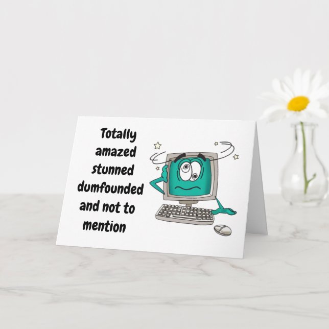 "65th" BIRTHDAY-CONFUSED COMPUTER Card (Small Plant)