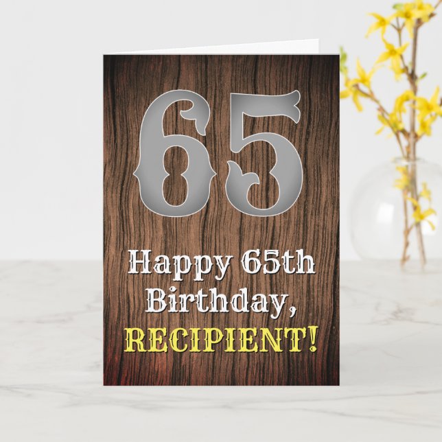 65th Birthday: Country Western Inspired Look, Name Card (Yellow Flower)