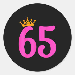 65th Birthday Crown 65 Years Old Birthday Party Classic Round Sticker