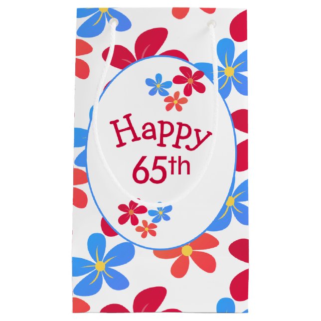 65th Birthday Daisies On White Small Gift Bag (Front)