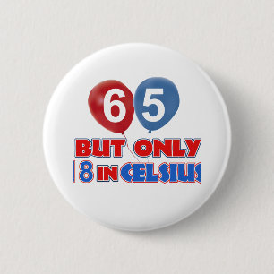 65th birthday designs 2 inch round button