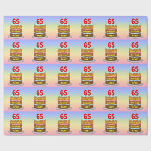 65th Birthday: Fun Cake and Candles + Custom Name Wrapping Paper