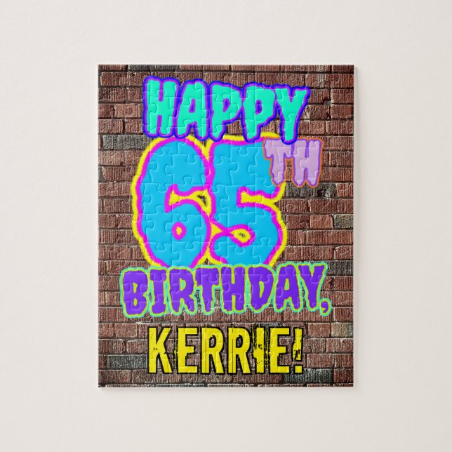 65th Birthday ~ Fun, Urban Graffiti Inspired Look Jigsaw Puzzle (Vertical)