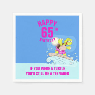 65th birthday funny quote turtle napkins