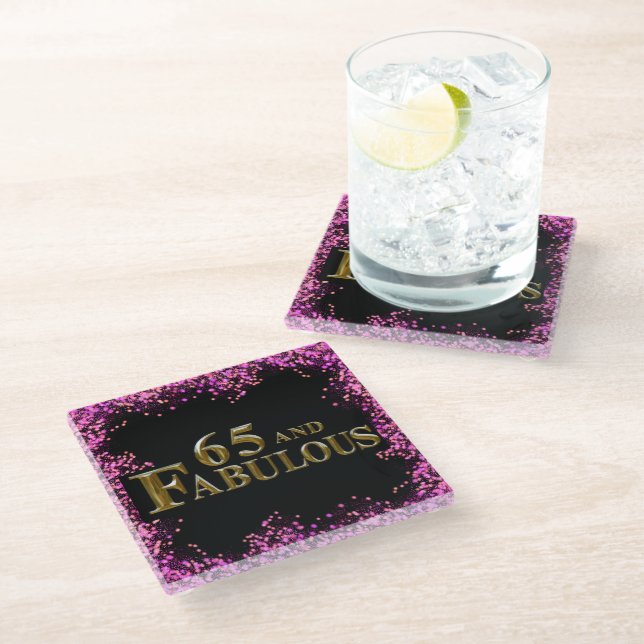 65th Birthday  Glass Coaster (Angled)