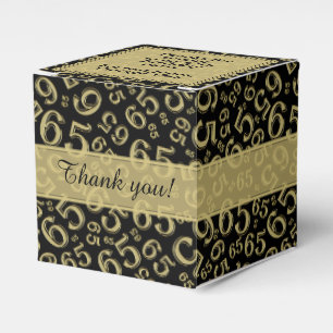 65th Birthday Gold/Black Collage Pattern Favor Box