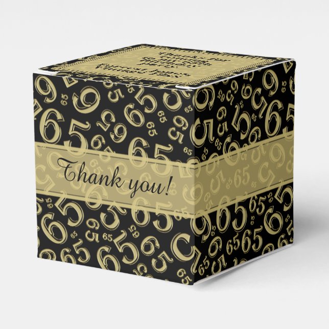 65th Birthday Gold/Black Collage Pattern Favor Box (Front Side)