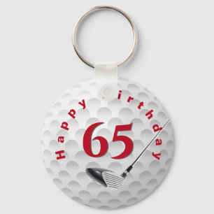 65th Birthday Golf Ball Keychain