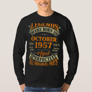 65th Birthday Legends Born In October 1957 65 Yrs T-Shirt
