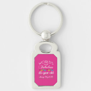 65th Birthday Most Fabulous Colourful Gems Pink Keychain