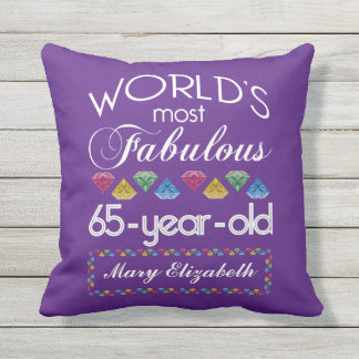 65th Birthday Most Fabulous Colourful Gems Purple Throw Pillow