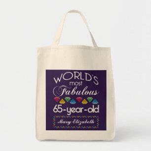 65th Birthday Most Fabulous Colourful Gems Purple Tote Bag