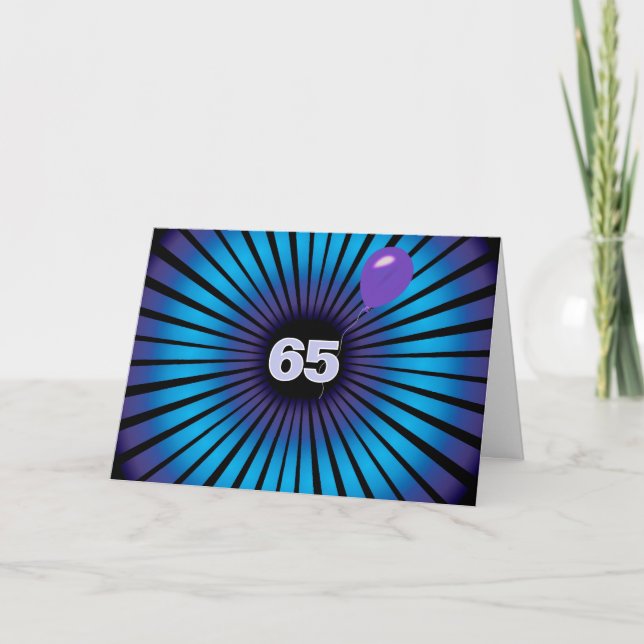 65th Birthday Neon Optical Illusion Card (Front)