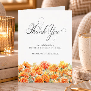 65th Birthday November Birth Month Flower Folded Thank You Card