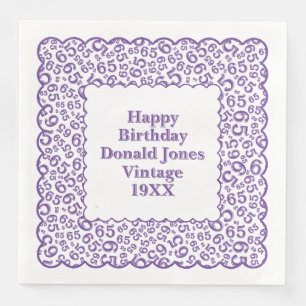 65th Birthday Number Pattern Scallops Coral/White Napkin