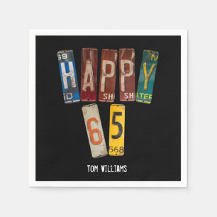 65th Birthday old license plate collection Napkin