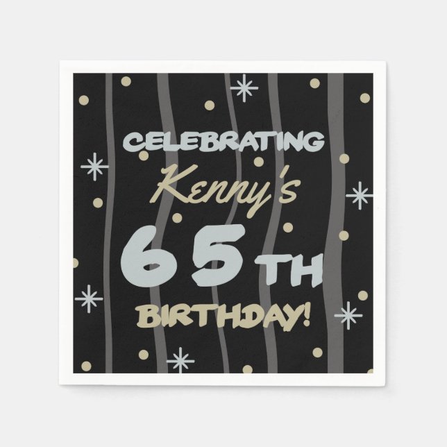 65th Birthday Party Add Your Name Napkin (Front)