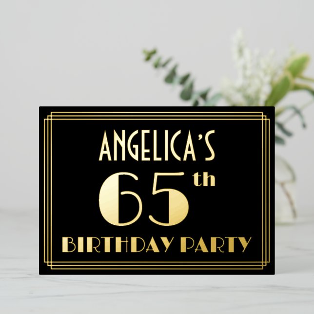 65th Birthday Party: Art Deco Look “65”, w/ Name (Standing Front)