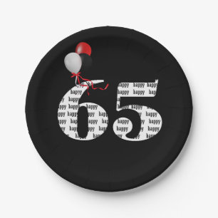 65th birthday party balloons paper plate