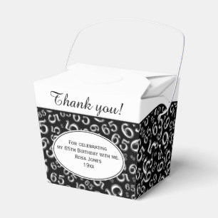 65th Birthday Party Black/White Number Pattern Favor Box