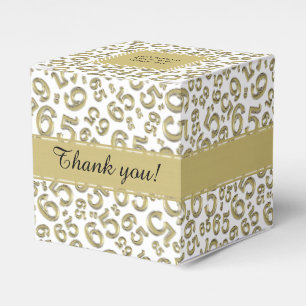 65th Birthday Party Gold/White Number pattern Favor Box