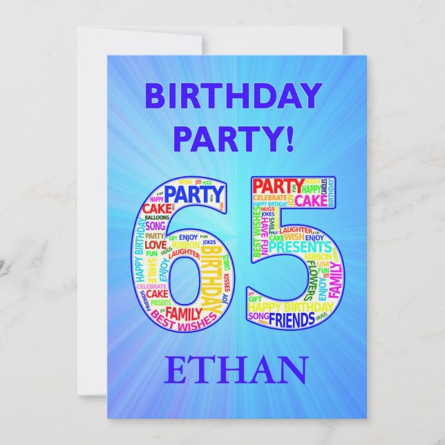 65th Birthday Party Invitation Add a Name (Front)