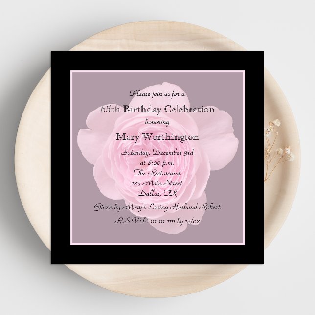 65th Birthday Party Invitation Rose for 65th (Creator Uploaded)