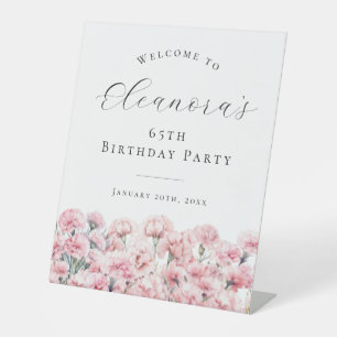 65th Birthday Party January Birth Flower Welcome Pedestal Sign