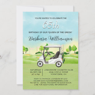65th Birthday Party Lady Golfer Theme Invitation