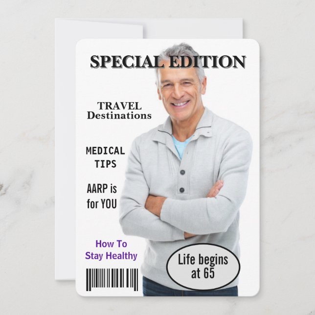 65th Birthday Party Magazine Cover Invitation (Front)