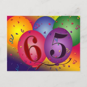 65th birthday party postcard invites - Customized