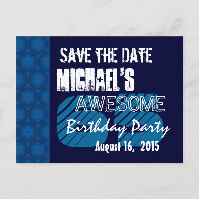 65th Birthday Party Save the Date Blue Midnight Announcement Postcard (Front)