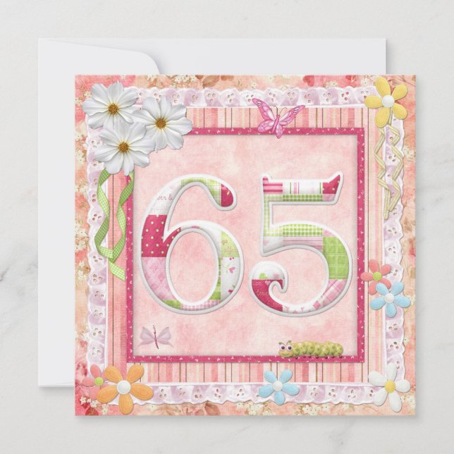 65th birthday party scrapbooking style invitation (Front)