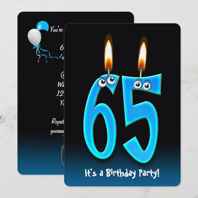 65th Birthday Party with eyeballs Invitation (Front/Back)