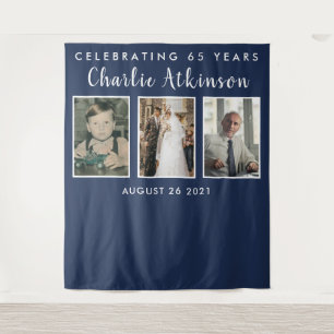 65th birthday photo collage backdrop banner tapestry