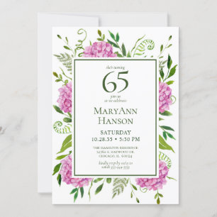 65th Birthday Pink Hydrangeas Card Request 