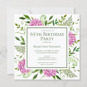 65th Birthday Pink Hydrangeas Card Request 
