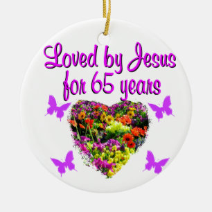 65TH BIRTHDAY RELIGIOUS CERAMIC ORNAMENT