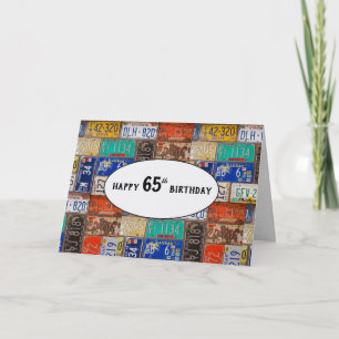 65th Birthday Rusty License Plates Card