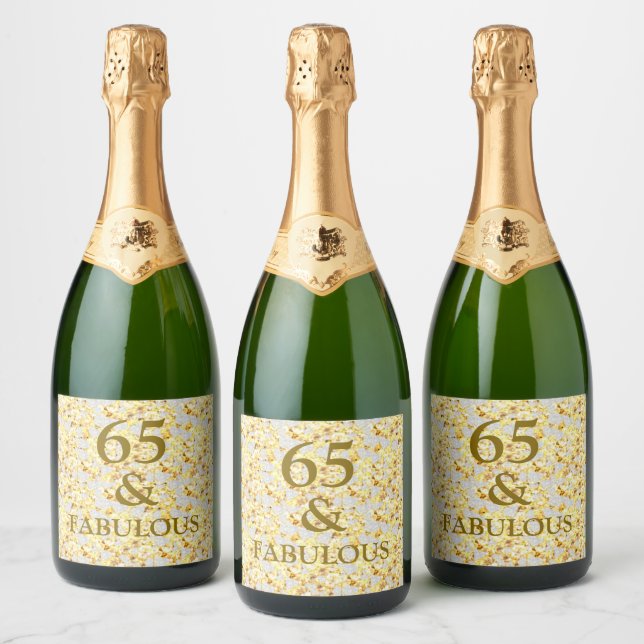 65th Birthday  Sparkling Wine Label (Bottles)