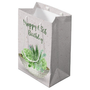 65th Birthday Succulent On Terrazzo    Medium Gift Bag