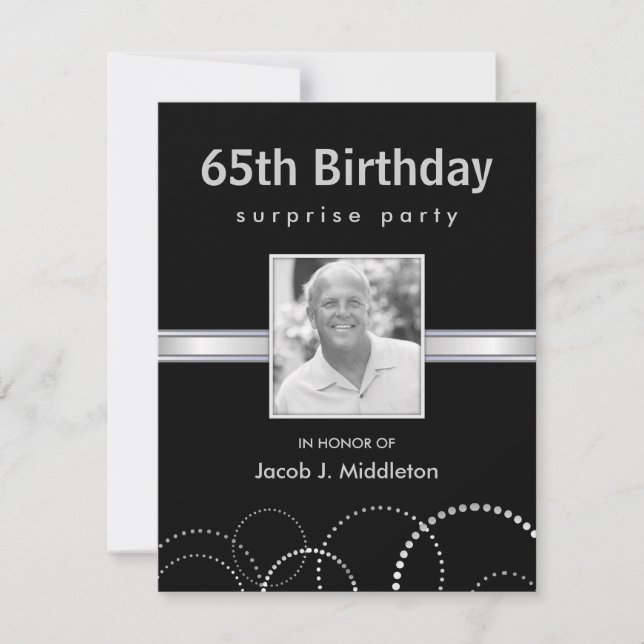 65th Birthday Surprise Party Photo Invitations (Front)