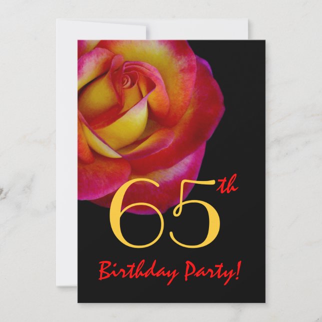 65th Birthday Template - Red and Yellow Rose (Front)