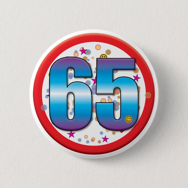 65th Birthday v2 2 Inch Round Button (Front)