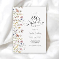 65th Birthday Watercolor Wildflowers Floral 