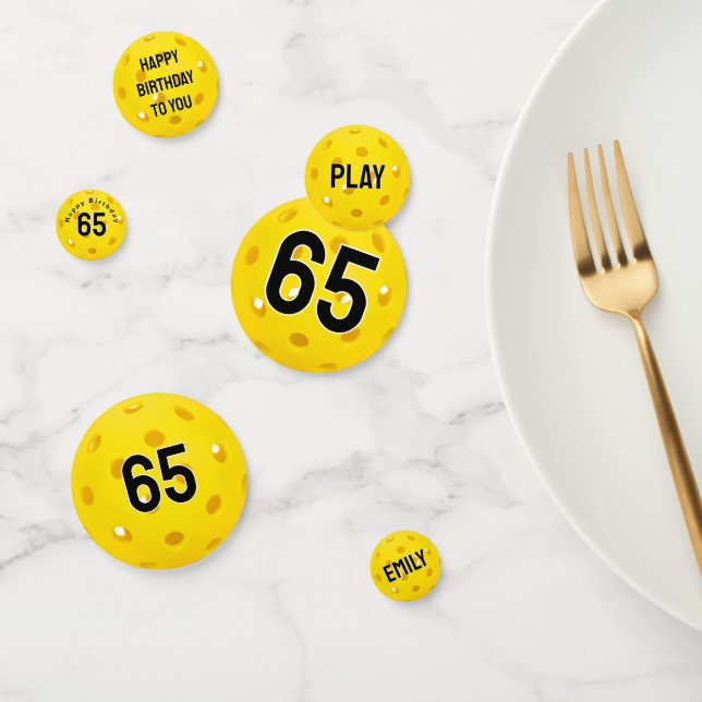 65th Birthday Yellow Pickleball Confetti (Group)