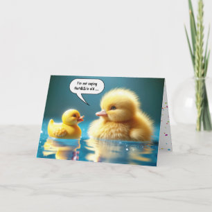 65th Birthday Yellow Toy Duck With Duckling Card